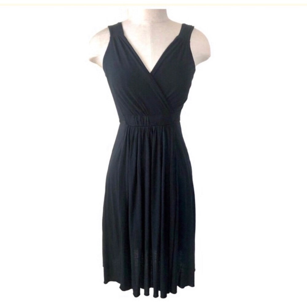 Velvet black tie sleeveless deep V neck dress